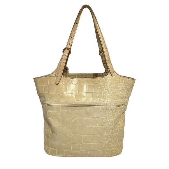 Furla Leather Crocodile Embossed Cream Shoulder Bag Tote - Picture 9 of 11